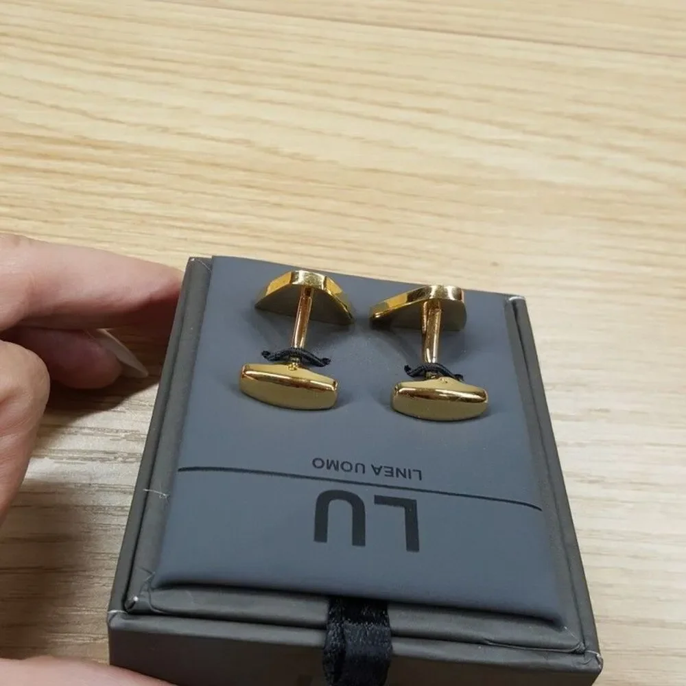 LINEA UOMO Mens Brushed Gold Triangle Cufflink Cuff Links